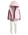 FIRST IMPRESSIONS BABY GIRLS 3-PC. FAUX-FUR HOODED VEST, TOP & LEGGINGS SET, CREATED FOR MACY'S