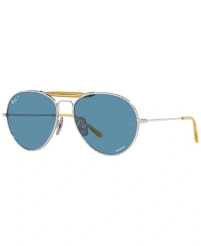 Ray Ban Unisex Titanium Polarized Sunglasses, Rb8063 In Silver-tone