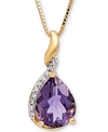 Macy's Amethyst (1-3/8 Ct. T.w.) & Diamond Accent Pendant Necklace In 14k Gold (also In Blue Topaz) In Amethyst