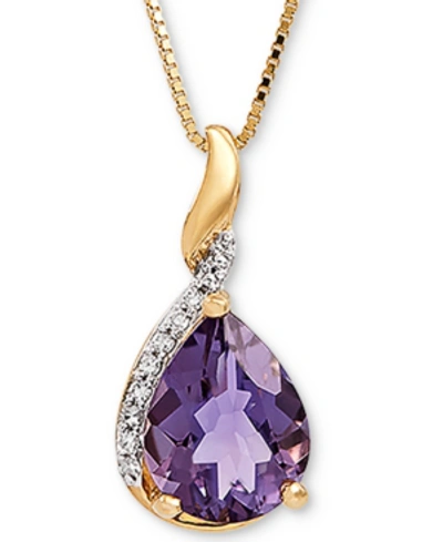Macy's Amethyst (1-3/8 Ct. T.w.) & Diamond Accent Pendant Necklace In 14k Gold (also In Blue Topaz)