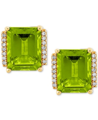 Macy's London Blue Topaz (5-3/4 Ct. T.w.) And Diamond Accent Stud Earrings In 14k Gold (also Available In M In Peridot