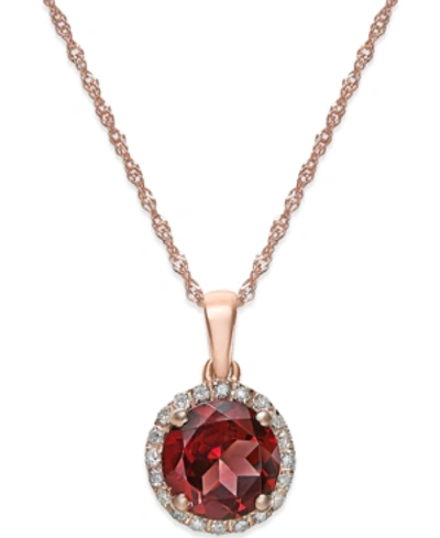 Macy's Blue Topaz (1-1/2 Ct. T.w.) And Diamond Accent Pendant Necklace In 14k White Gold (also Available In In Garnet