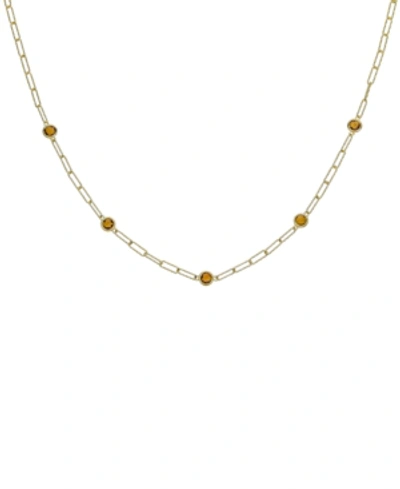 Macy's Swiss Blue Topaz Paperclip Link 18" Statement Necklace (4 Ct. T.w.) In Sterling Silver (also In Amet In Citrine