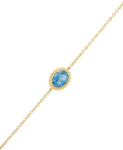 Macy's Gemstone Twist Gallery Bracelet In 14k Yellow Gold (available In Opal, Peridot, Blue Topaz, Amethyst
