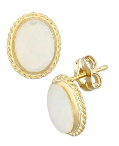 Macy's Gemstone Twist Gallery Stud Earring In 14k Yellow Gold In Opal
