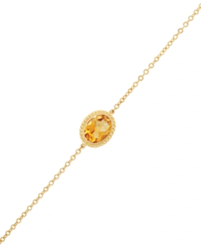 Macy's Gemstone Twist Gallery Bracelet In 14k Yellow Gold (available In Opal, Peridot, Blue Topaz, Amethyst In Citrine