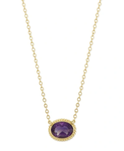 Macy's Gemstone Twist Gallery Necklace In 14k Yellow Gold In Amethyst