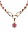 Macy's Sapphire (12-1/3 Ct. T.w.) And Diamond (1-1/5 Ct. T.w.)toggle Necklace In 14k White Gold (also In Em In Ruby