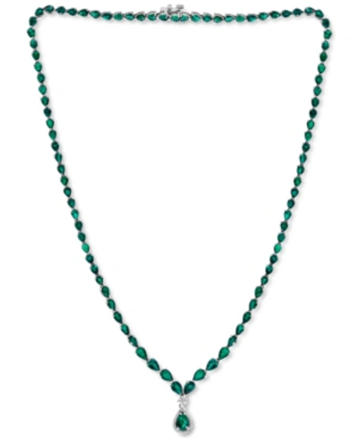Effy Collection Effy Emerald (15-3/4 Ct. T.w.) & Diamond (1/5 Ct. T.w.) All-around 18" Pendant Necklace In 14k White