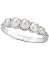 Macy's Cultured Freshwater Pearl (3-4-1/2mm) & Diamond Accent Ring In 14k White Gold In White Gold