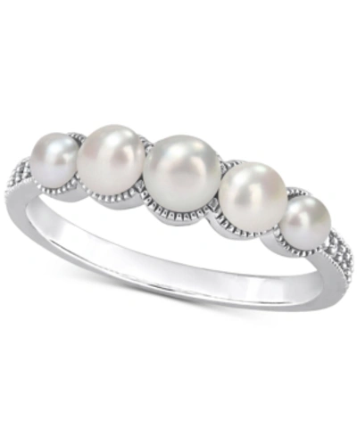 Macy's Cultured Freshwater Pearl (3-4-1/2mm) & Diamond Accent Ring In 14k White Gold