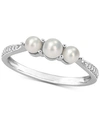 Macy's Cultured Freshwater Pearl (3 & 6-1/2mm) & Diamond Accent Ring In 14k White Gold In White Gold