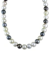 Macy's Multicolor Cultured South Sea & Tahitian Pearl (10-12-1/2mm) Strand 18" Collar Necklace In Yellow Gold
