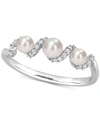 Macy's Cultured Freshwater Pearl (3-4mm) & Diamond (1/10 Ct. T.w.) Swirl Ring In 14k White Gold In White Gold