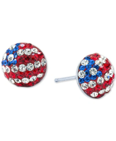 Giani Bernini Cubic Zirconia Red, White, & Blue Stud Earrings In Sterling Silver, Created For Macy's