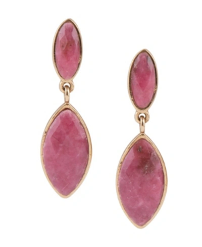 Barse Bloom Linear Earrings In Rhodonite