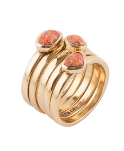 Barse Legend 5 Piece Stack Ring In Orange Sponge Coral