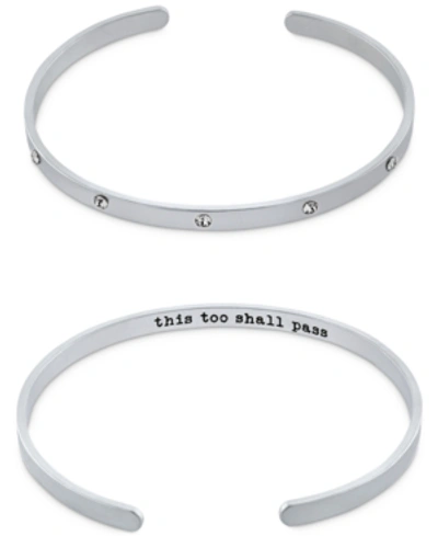 Giani Bernini Crystal Inner Message Cuff Bangle Bracelet In Sterling Silver, Created For Macy's