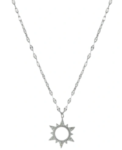 Giani Bernini Cubic Zirconia Sun Pendant Necklace In Sterling Silver, 16" + 2" Extender, Created For Macy's