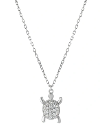 Giani Bernini Cubic Zirconia Turtle Pendant Necklace In Sterling Silver, 16" + 2" Extender, Created For Macy's