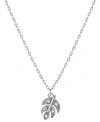 GIANI BERNINI CUBIC ZIRCONIA LEAF PENDANT NECKLACE IN STERLING SILVER, 16" + 2" EXTENDER, CREATED FOR MACY'S