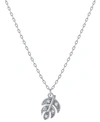 Giani Bernini Cubic Zirconia Leaf Pendant Necklace In Sterling Silver, 16" + 2" Extender, Created For Macy's In Sterling Silver