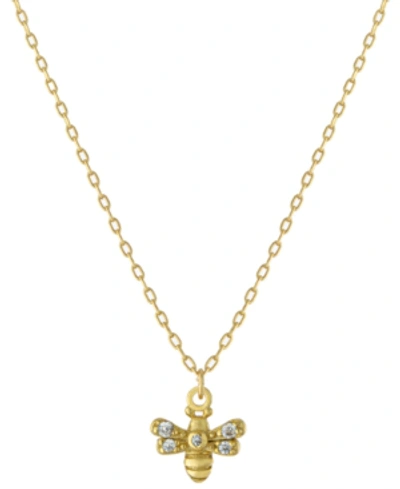 Giani Bernini Cubic Zirconia Bee Pendant Necklace In Gold-plated Sterling Silver, 16" + 2" Extender, Created For M In Yellow