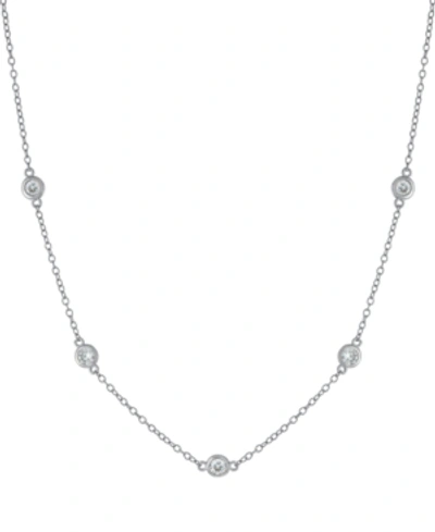 Giani Bernini Cubic Zirconia Station Statement Necklace In Sterling Silver, 16" + 2" Extender, Created For Macy's