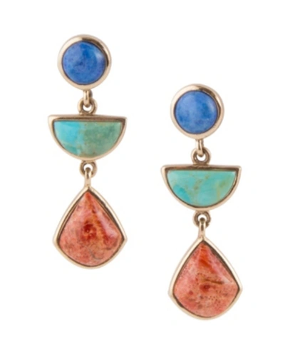 Barse Bronco Multi Stone Linear Earrings In Multi-stone