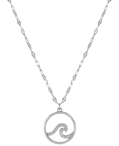 Giani Bernini Cubic Zirconia Wave Pendant Necklace In Sterling Silver, 16" + 2" Extender, Created For Macy's