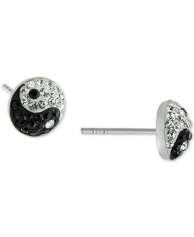 Giani Bernini Crystal Yin Yang Stud Earrings In Sterling Silver, Created For Macy's