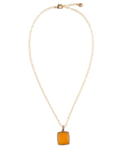Barse Sunny Genuine Bronze And Yellow Quartz Pendant On Chain Necklace In Marigold
