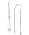 Giani Bernini Cubic Zirconia Bezel Threader Earrings In Sterling Silver, Created For Macy's In Sterling Silver