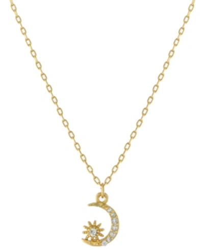Giani Bernini Cubic Zirconia Moon & Star Pendant Necklace In Gold-plated Sterling Silver, 16" + 2" Extender, Creat In Yellow