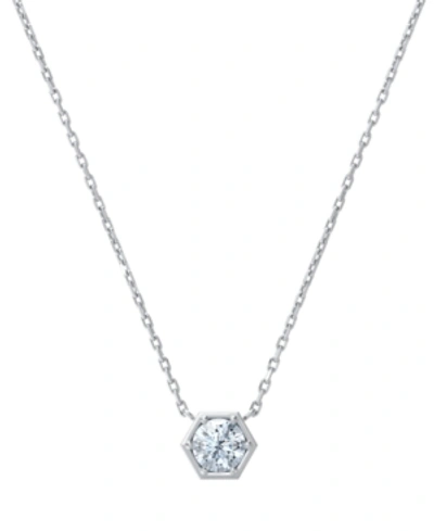 De Beers Forevermark Portfolio By  Diamond Honeycomb Solitaire Pendant Necklace (1/4 Ct. T.w.) In 14k In White Gold
