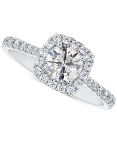 De Beers Forevermark Portfolio By  Diamond Halo Diamond Engagement Ring With Pave Band (1-1/20 Ct. T. In White Gold