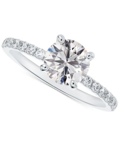 De Beers Forevermark Portfolio By  Diamond Solitaire Round-cut Pave Engagement Ring (3/4 Ct. T.w.) In In White Gold