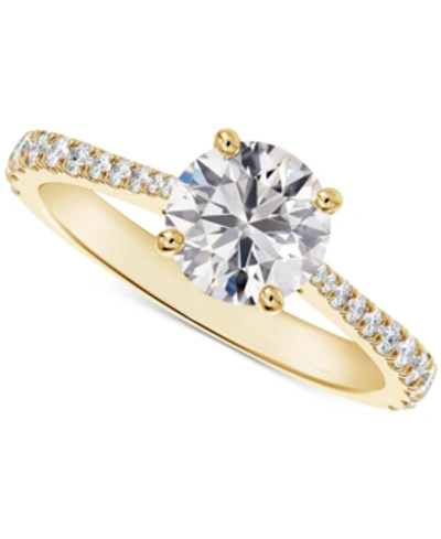 De Beers Forevermark Portfolio By  Diamond Solitaire Round-cut Pave Engagement Ring (7/8 Ct. T.w.) In In Yellow Gold