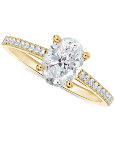 De Beers Forevermark Portfolio By  Diamond Cathedral Solitaire Oval-cut Pave Engagement Ring (5/8 Ct. In Yellow Gold