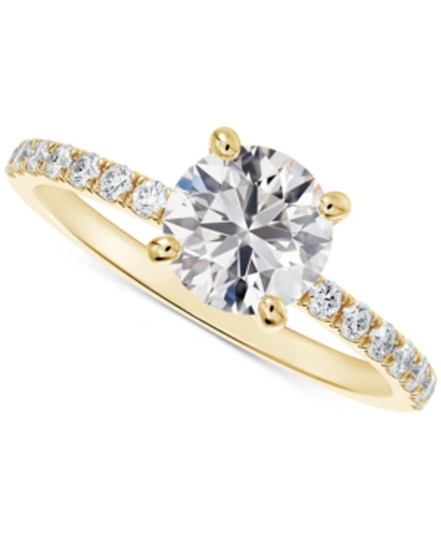 De Beers Forevermark Portfolio By  Diamond Solitaire Round-cut Pave Engagement Ring (7/8 Ct. T.w.) In In Yellow Gold