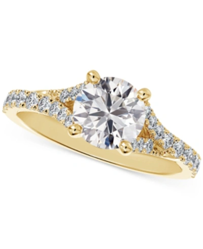 De Beers Forevermark Portfolio By  Diamond Split Shank Engagement Ring (5/8 Ct. T.w.) In 14k White Go In Yellow Gold