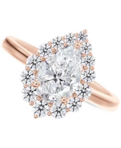 De Beers Forevermark Portfolio By  Diamond Pear-cut Halo Engagement Ring (7/8 Ct. T.w.) In 14k Rose G In Rose Gold