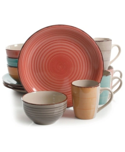 Gibson Color Vibes Pastel Mix And Match Stoneware Dinnerware Set, 12 Piece In Assorted