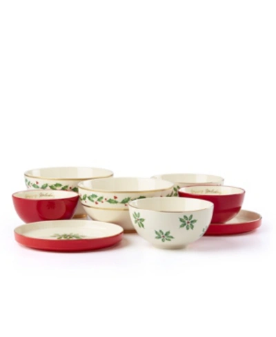 Lenox Holiday Luna Nesting Dinnerware, Set Of 8 In Multi And Red