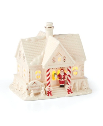 Lenox Mistletoe Park Light-up Santa's Cottage Figurine In Multi And Ivory
