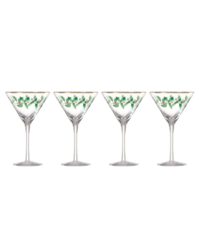 Lenox Holiday Decal Martini Glass, Set Of 4 In Red And Green