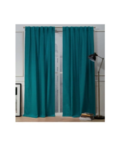 Exclusive Home Nicole Miller Mellow Slub Textured Hidden Tab Top 54" X 96" Curtain Panel Pair In Blue