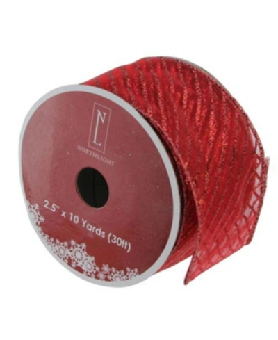 Northlight Red Wired Christmas Craft Ribbon 2.5" X 10 Yards