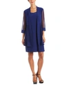 R & M Richards Petites Womens 2pc Shimmer Dress With Cardigan In Royal