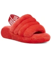 Ugg Fluff Yeah Genuine Shearling Slingback Sandal In Red Currant